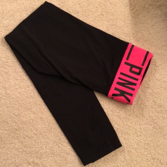 Pink Victoria Secrets slim fit yoga pants with barbiecore pink stretch waist - Picture 11 of 16